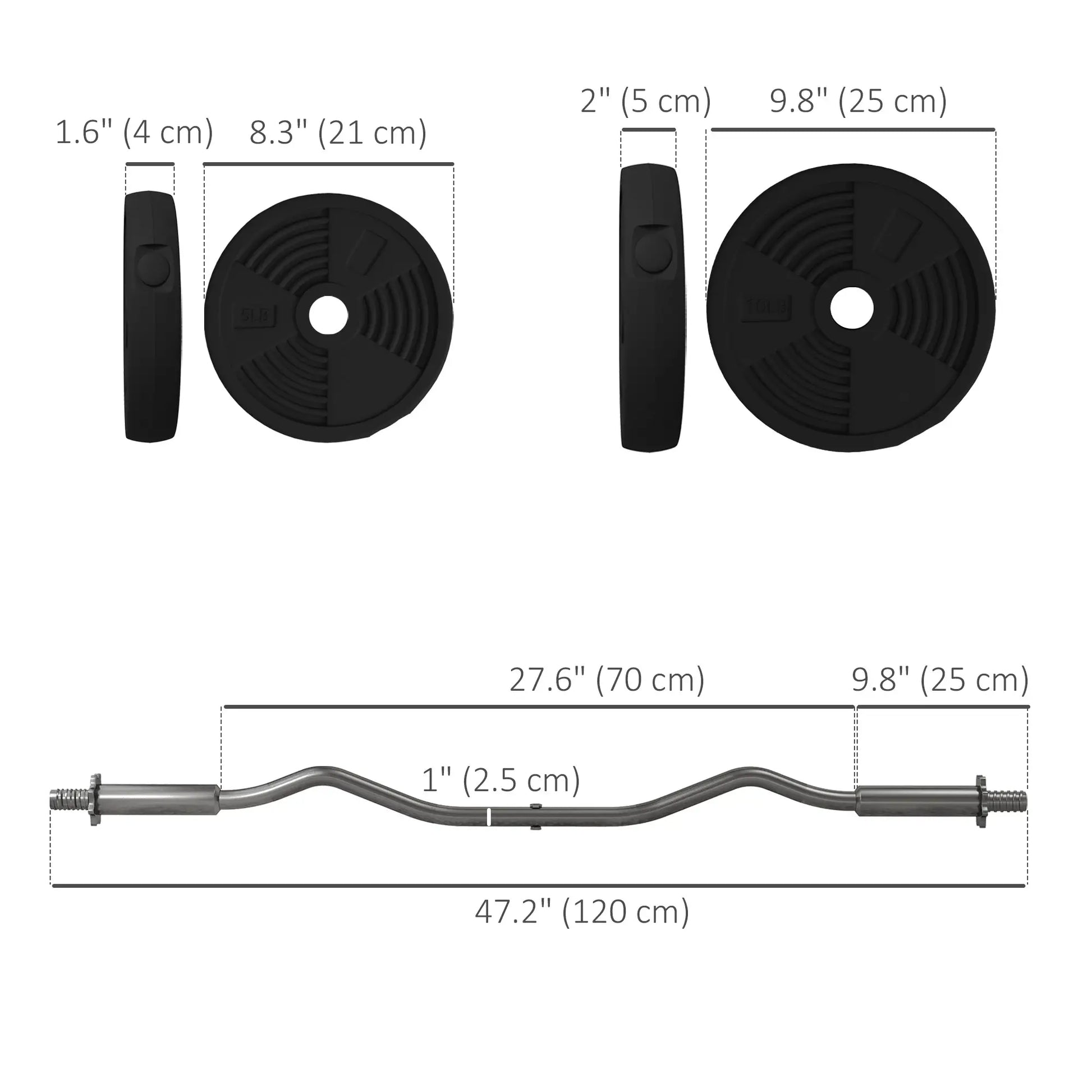 50LBS Barbell Weight Set, Adjustable with Curl Bar, Home Gym Dumbbells & Barbells at Gallery Canada