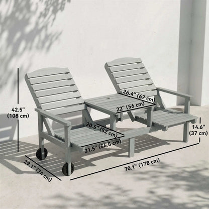 Outdoor Bench With Wheels, Adjustable High Back, 2 Seater Loveseat, Grey Piano Benches at Gallery Canada
