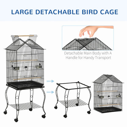 57 Inch Bird Cage for Cockatiel, Conure, Rolling Stand, Pull Out Tray Bird Cages at Gallery Canada