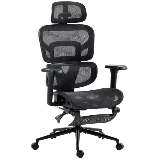 Ergonomic Office Chair, Lumbar Support, 2D Headrest, Mesh Reclining, Black Task Chairs Black at Gallery Canada
