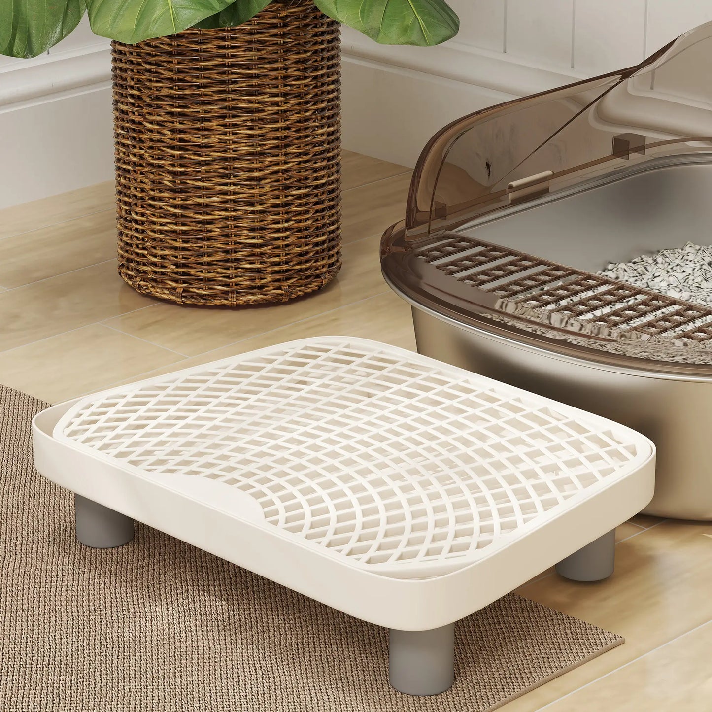 Stainless Steel Cat Litter Box, High Sided Enclosure, Step, Scoop Cat Litter Box Enclosures at Gallery Canada