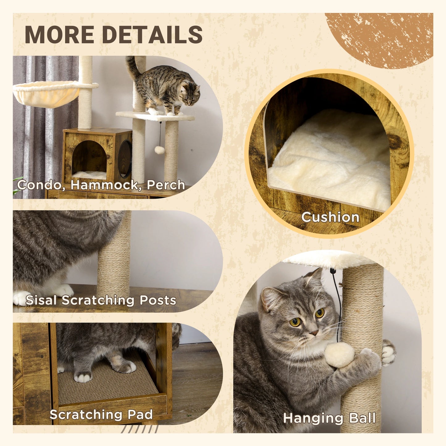 Litter Box Enclosure, Cat Tree Tower, Hidden Washroom Furniture, Rustic Brown Cat Litter Box Enclosures at Gallery Canada