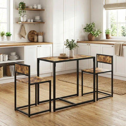 Ensemble de salle à manger industriel pour 2, table de cuisine et chaises