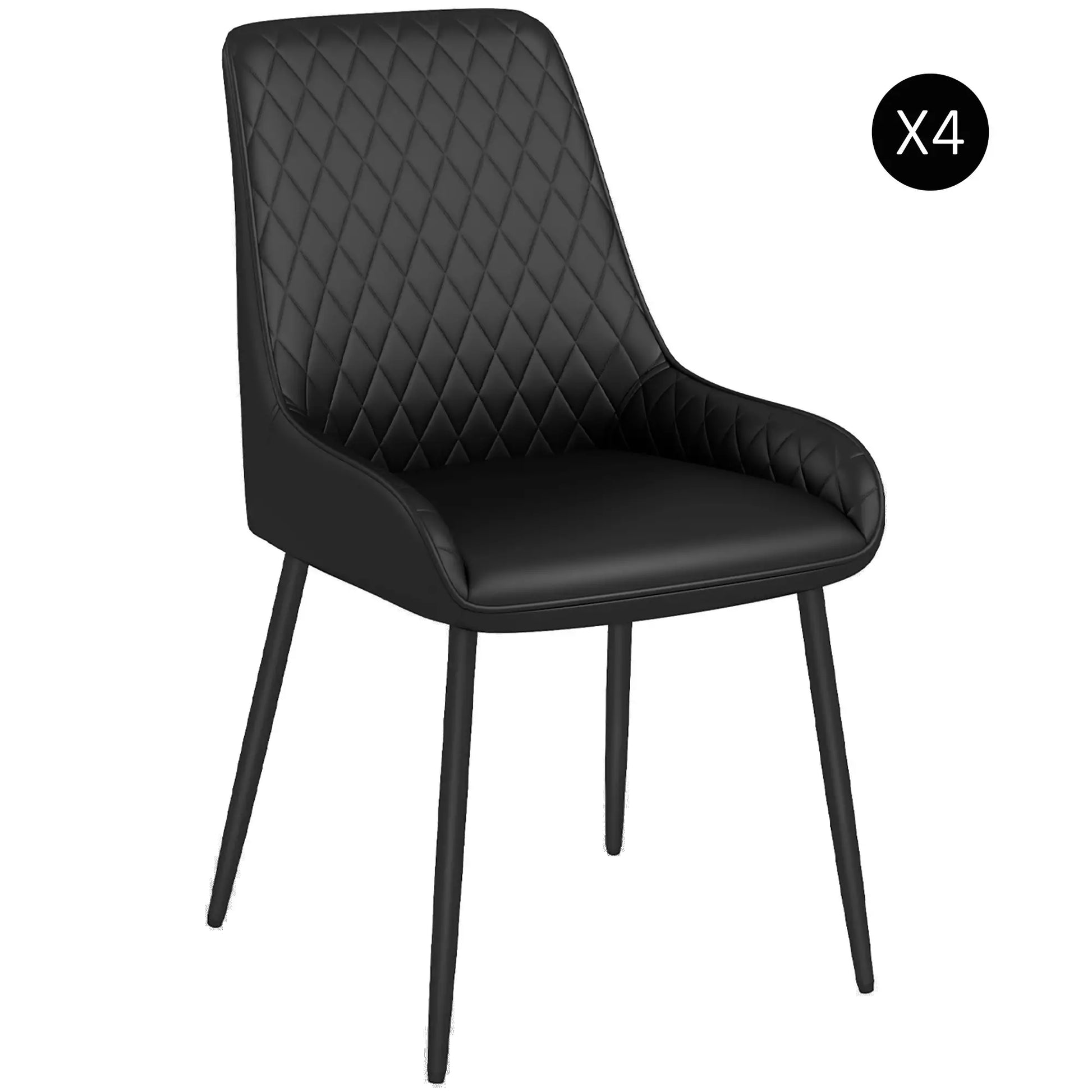 Modern Dining Chairs Set of 4, PU Leather, Metal Legs, Black Bar Stools at Gallery Canada