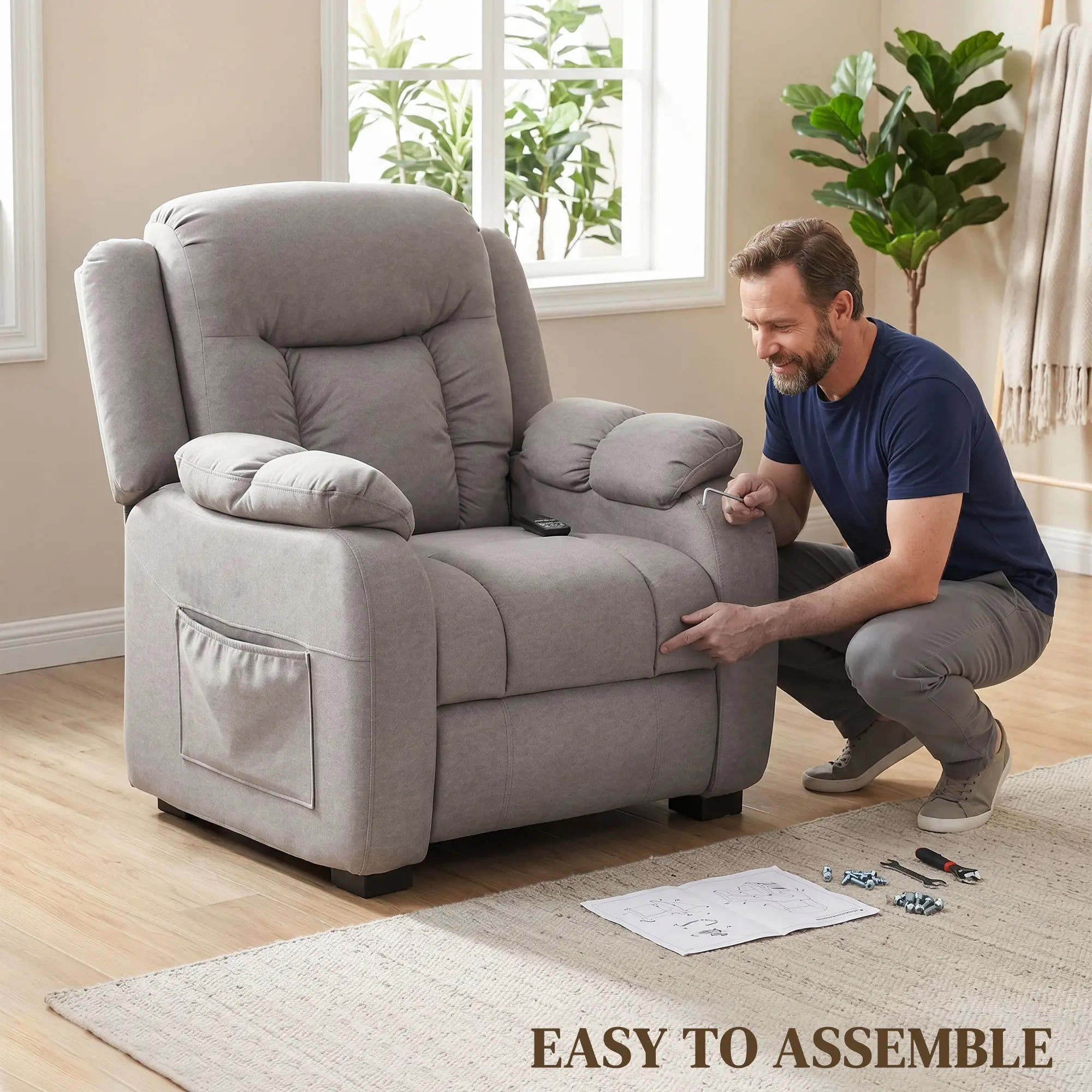 Massage Recliner Chair, Power Recliner, 2 Memory Positions, Brown Single Sofas at Gallery Canada
