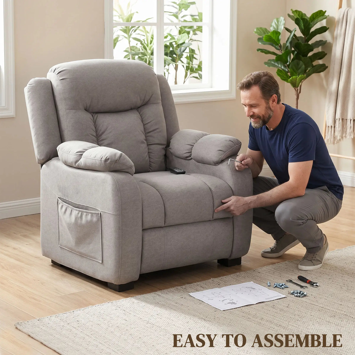 Massage Recliner Chair, Power Recliner, 2 Memory Positions, Brown Single Sofas at Gallery Canada