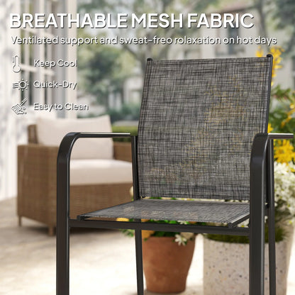 Stackable Patio Chairs Set of 4, 20" Deep Seat, All Weather Mesh, Grey Outdoor Dining Sets at Gallery Canada