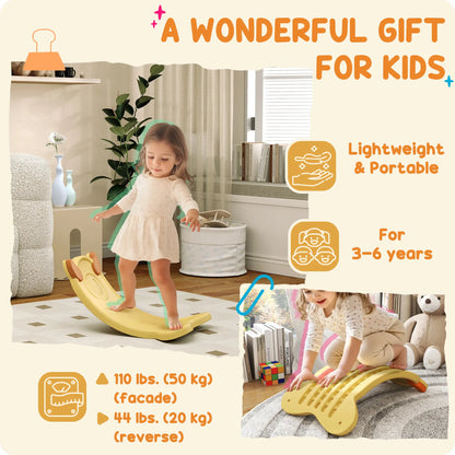 24,4" Planche d'équilibre pour enfants, planche oscillante, âges 3-6, jaune