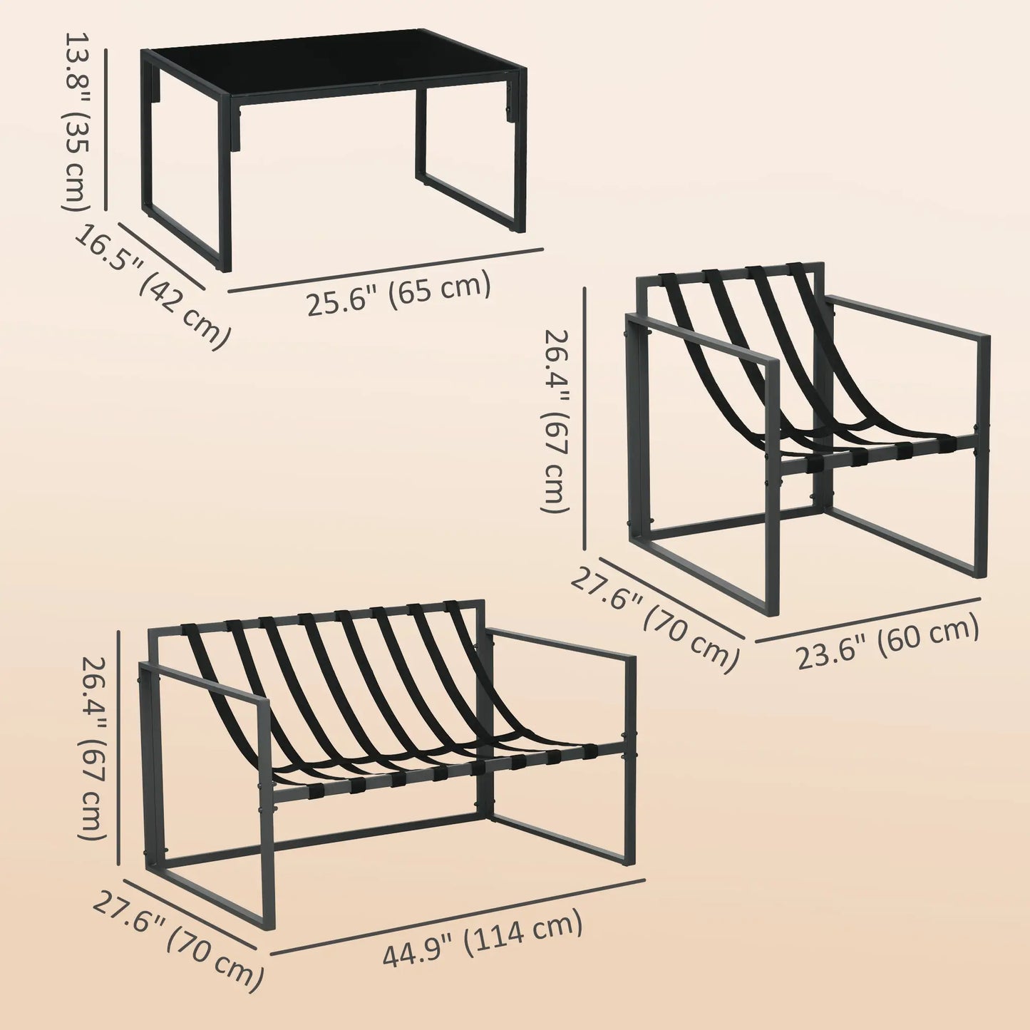4pc Outdoor Furniture Set, Patio Conversation Set, Tempered Glass Table, Beige Patio Furniture Sets at Gallery Canada