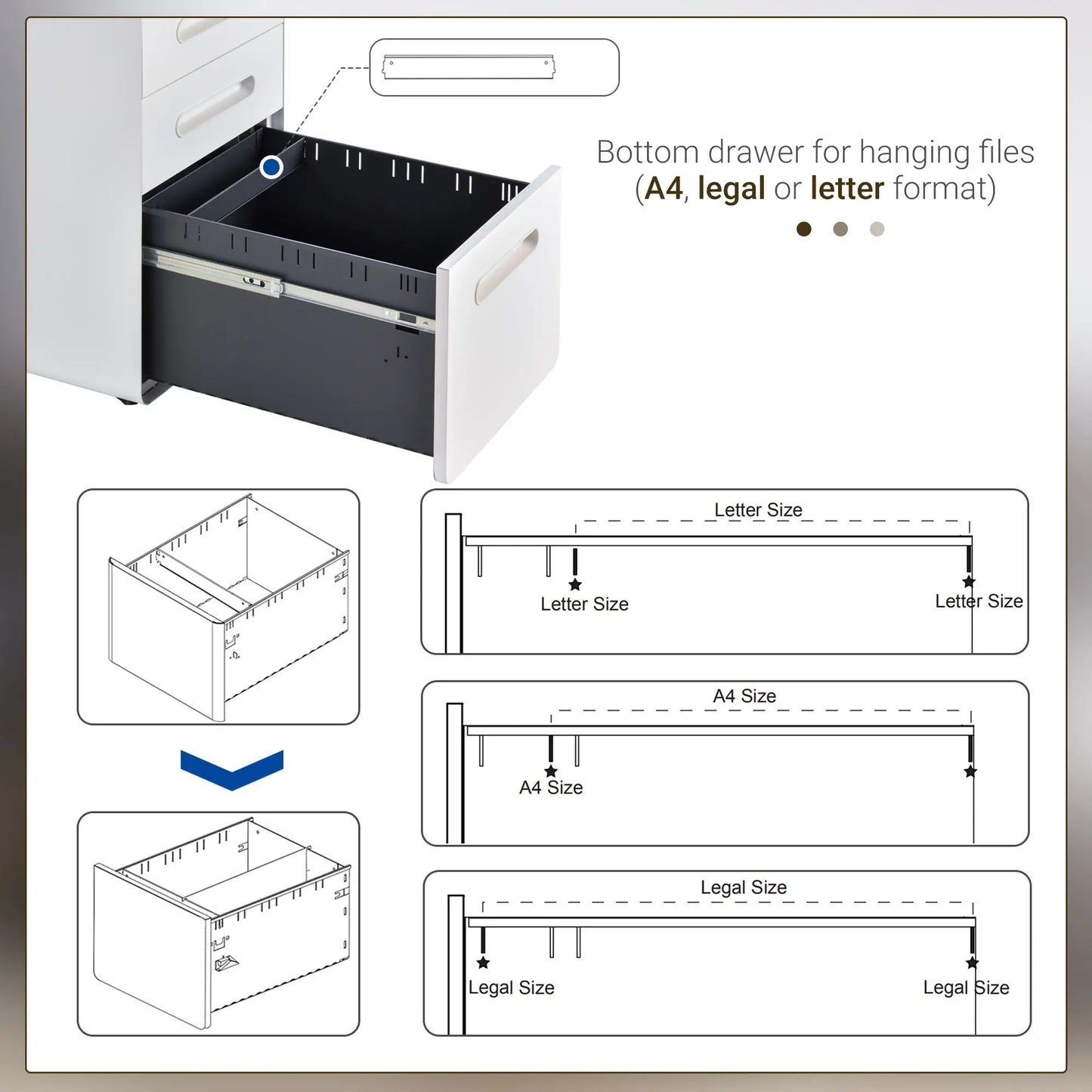 Lockable File Cabinet, Steel Filing Cabinet on Wheels for Legal, A4, Letter Size, Home Office Office Cabinets & Cupboards at Gallery Canada