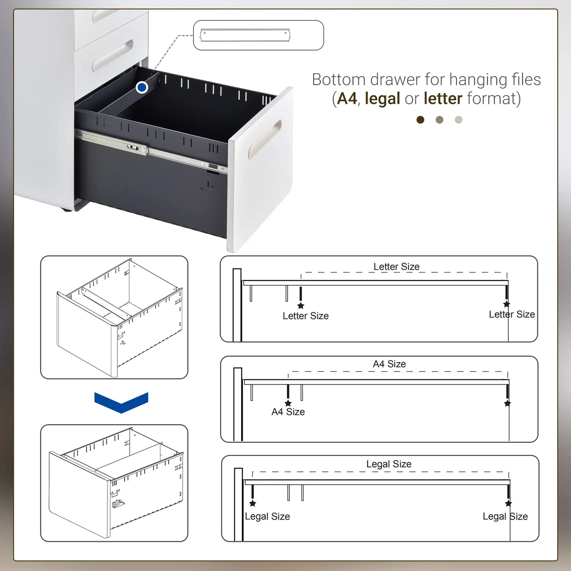 Lockable File Cabinet, Steel Filing Cabinet on Wheels for Legal, A4, Letter Size, Home Office Office Cabinets & Cupboards at Gallery Canada