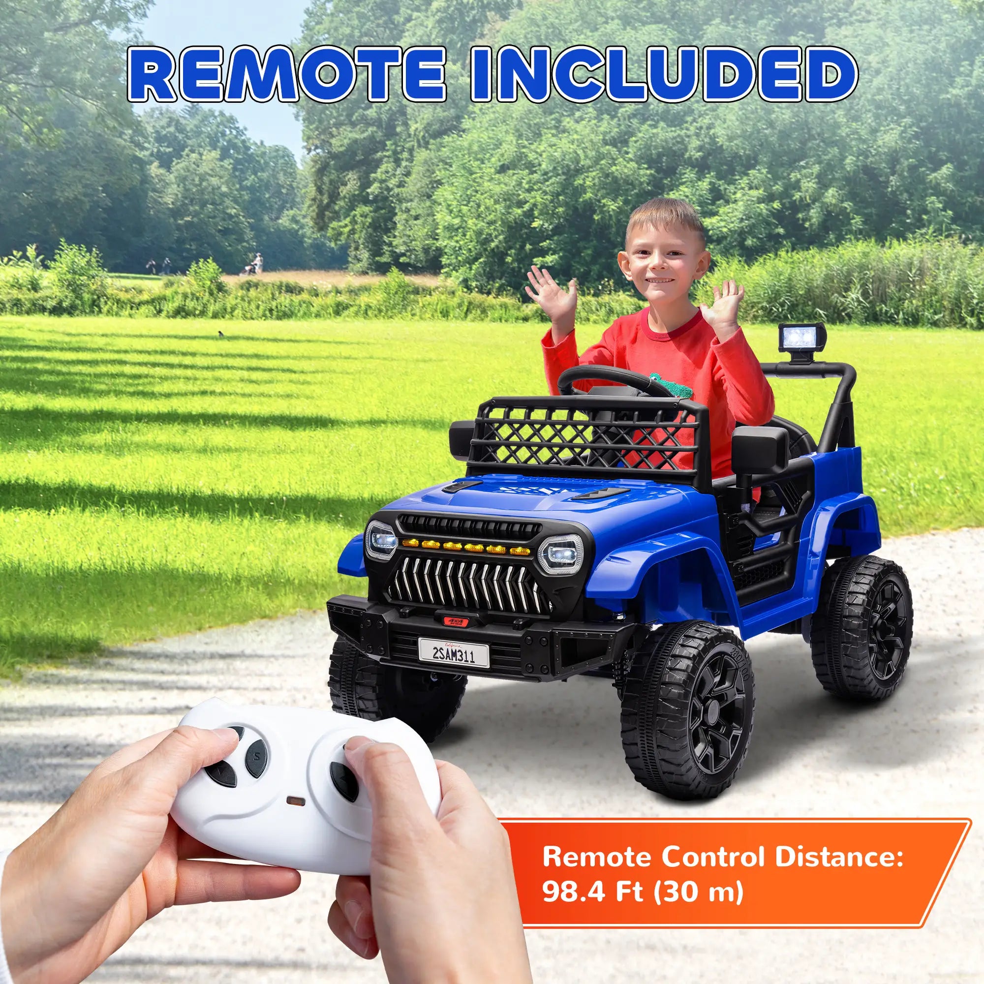 12V Ride On Truck, Electric Car For Kids, Remote Control, Dark Blue Electric Toy Cars at Gallery Canada