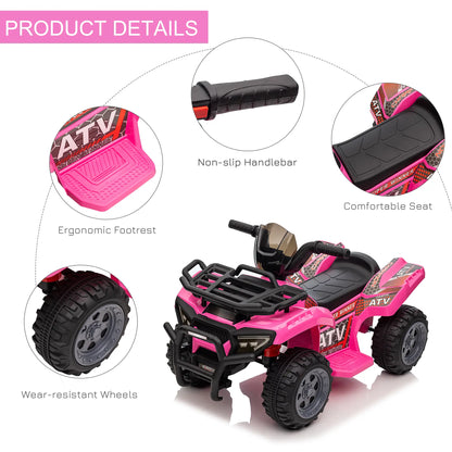 6V Kids ATV Quad, 4 Wheeler Electric Ride-On Car, Ages 18-36 Months, Pink Electric Toy Cars at Gallery Canada