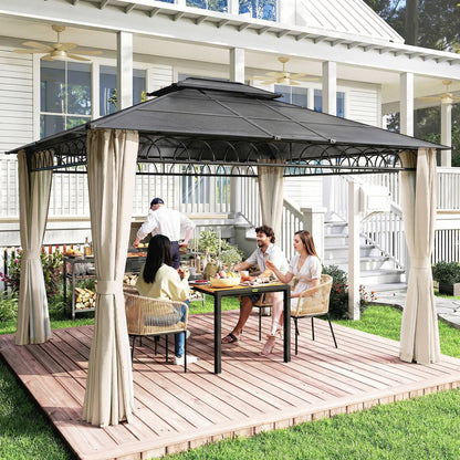 10' x 12' Outdoor Gazebo, Double Roof Hardtop With Polycarbonate Roof Gazebos at Gallery Canada