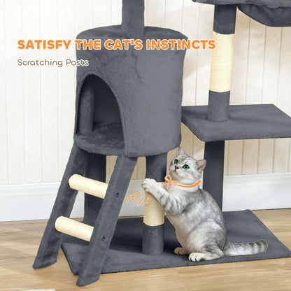 53 Inch Cat Tree Tower, Scratching Posts, Condo, Perches, Dark Grey Cat Towers at Gallery Canada