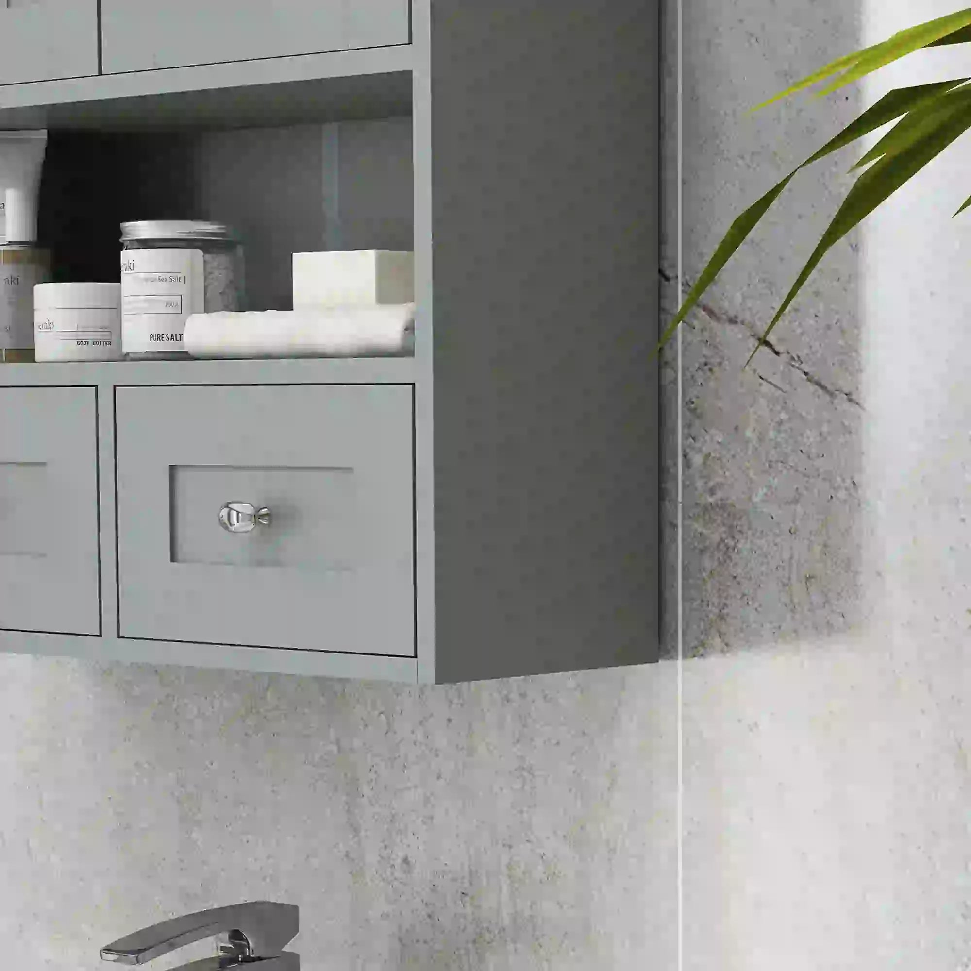 Bathroom Wall Cabinet, Medicine Cabinet, Over Toilet Storage, Grey Wall Mounted Cabinets at Gallery Canada
