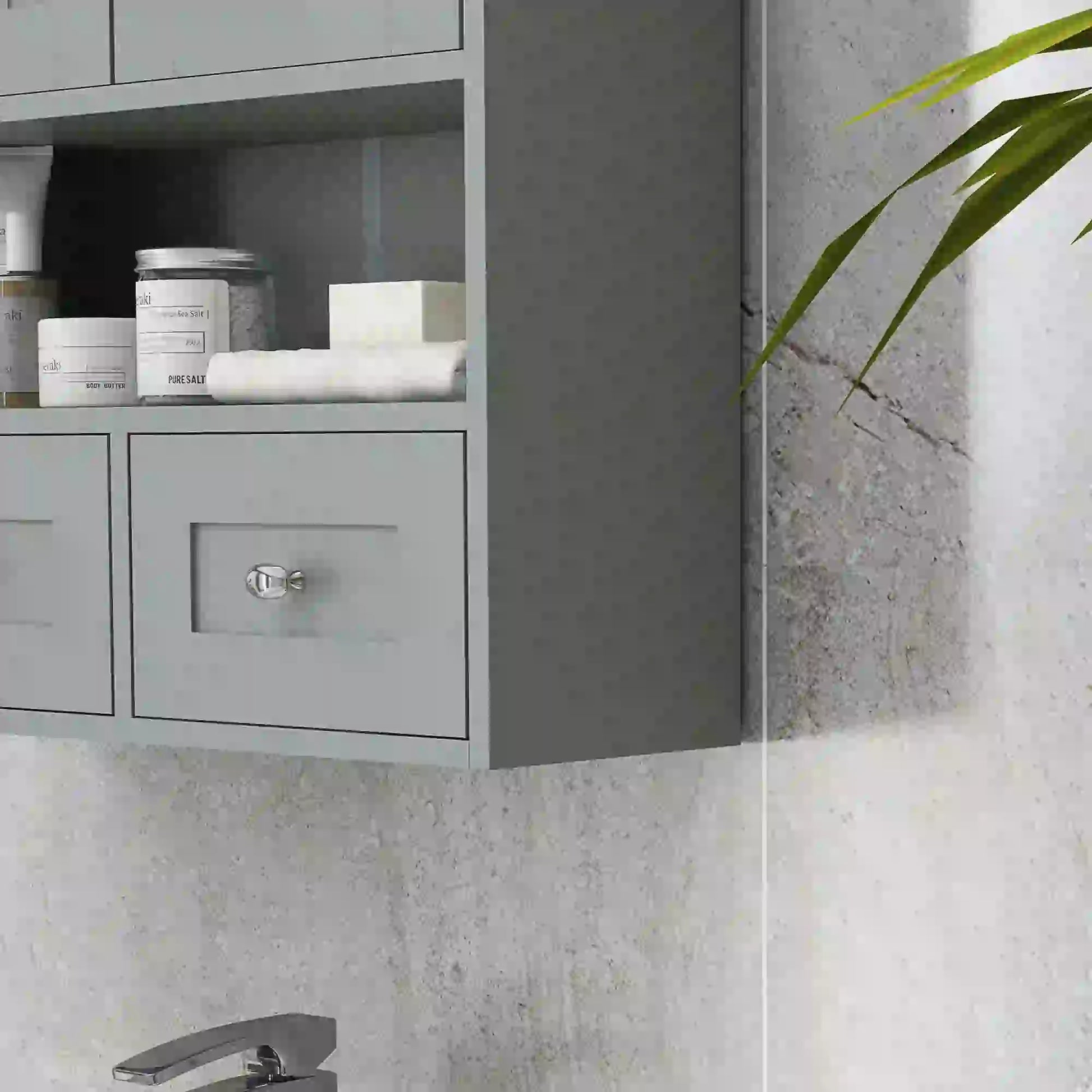 Bathroom Wall Cabinet, Medicine Cabinet, Over Toilet Storage, Grey Wall Mounted Cabinets at Gallery Canada