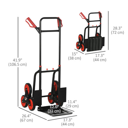 6-Wheels Stair Climber Cart, Foldable Steel, 264lbs, Black and Red Folding Hand Trucks at Gallery Canada