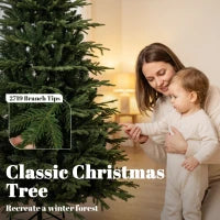 Sapin de Noël artificiel de 7 pieds, complet à charnières, vert