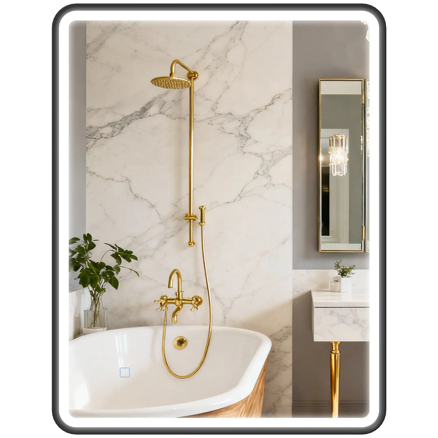36" x 28" Bath Mirror, LED Lights, Wall Mounted, 3 Colors, Dimmable, Black Bath Accessories at Gallery Canada