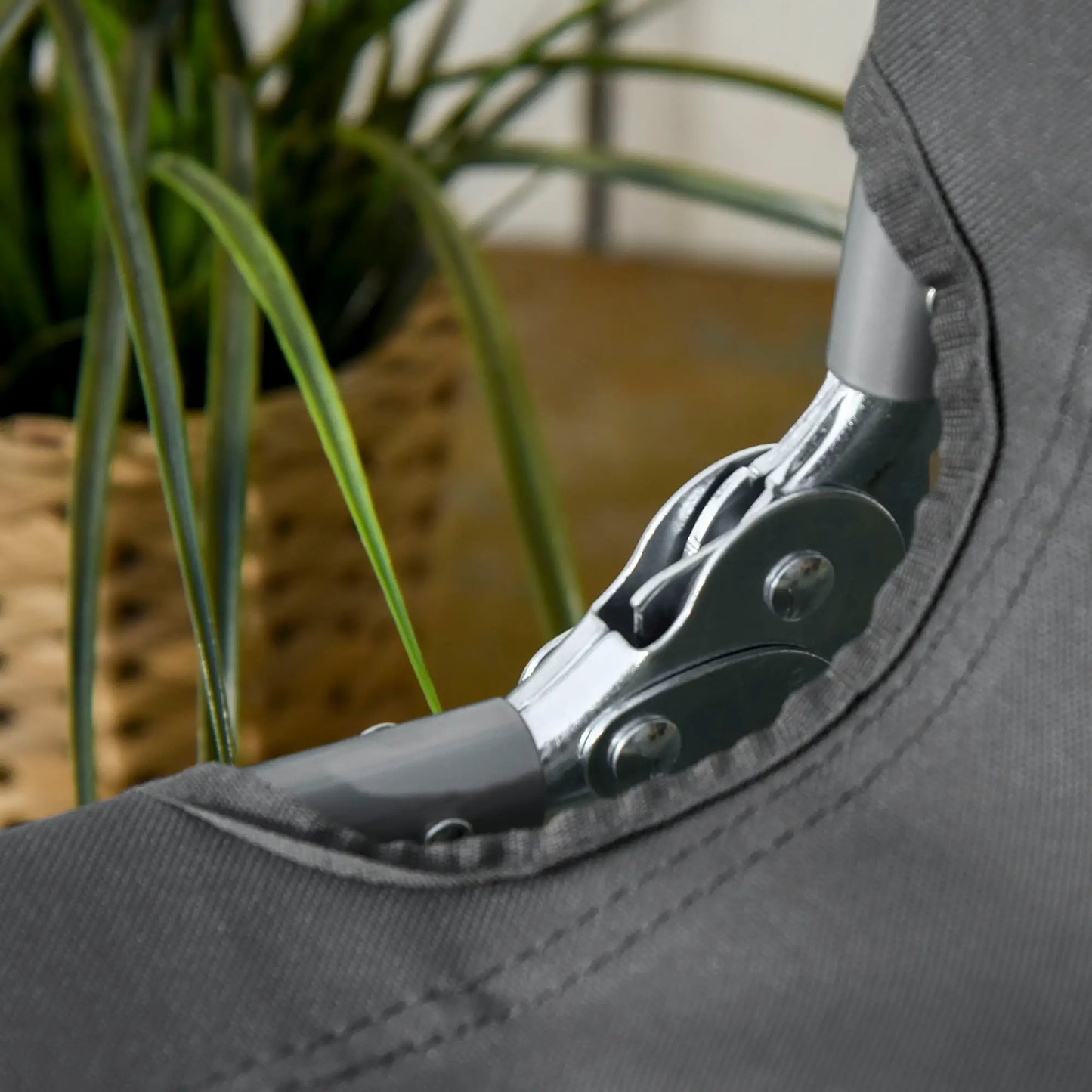 Folding Outdoor Lounge Chair, Reclining Beach Lounger, Breathable Mesh, Grey Lounger Chairs at Gallery Canada