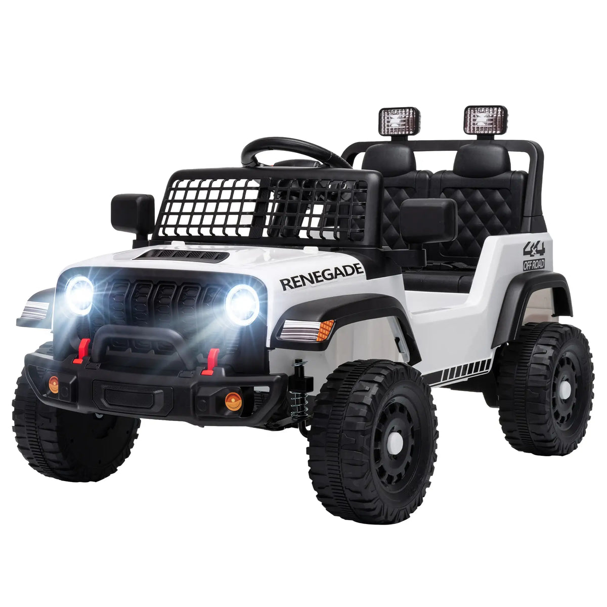 Camion auto électrique 12V, télécommande, démarrage progressif, 2-4 ans, Blanc