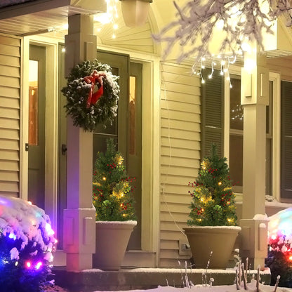 2ft 2 Pack Artificial Christmas Tree, Pre Lit with Red Berries, Green Pre Lit Christmas Trees at Gallery Canada