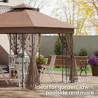 10'x10' Dark Brown Steel Patio Gazebo, Soft-Top Sun Shelter, Dark Brown Gazebos at Gallery Canada