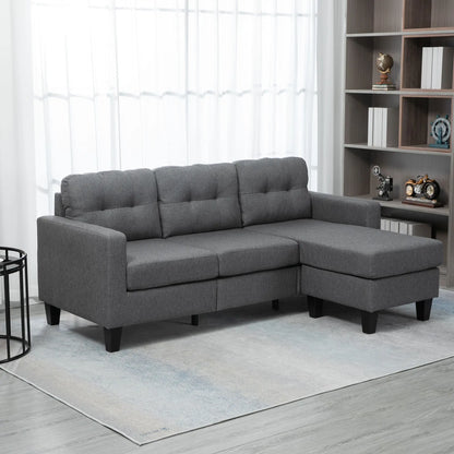 L-Shaped Sofa, 3 Seater with Ottoman, Dark Grey 3-Seater Sofas at Gallery Canada