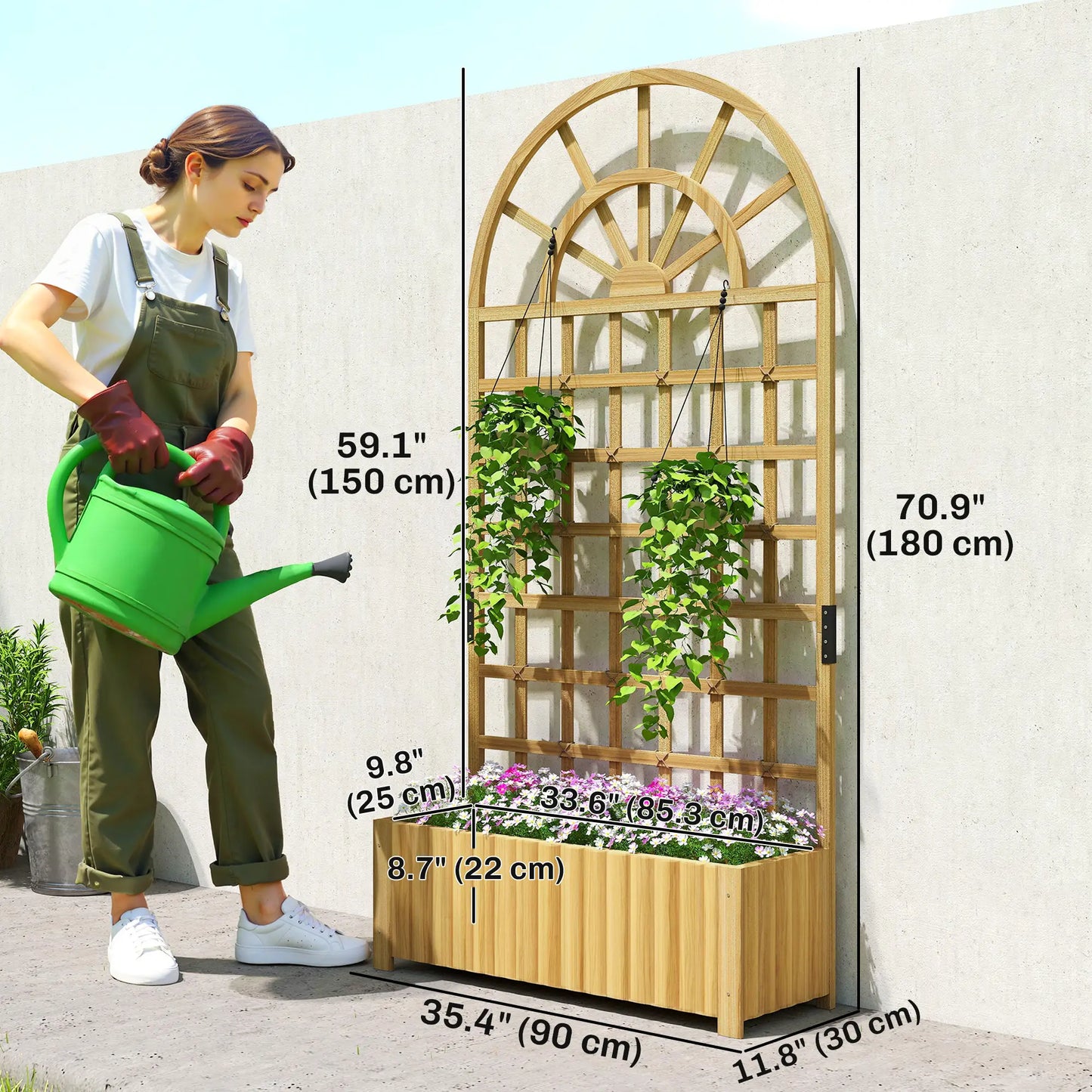 Wooden Raised Garden Bed with Trellis, Elevated Planter Box Wooden Planter Boxes at Gallery Canada
