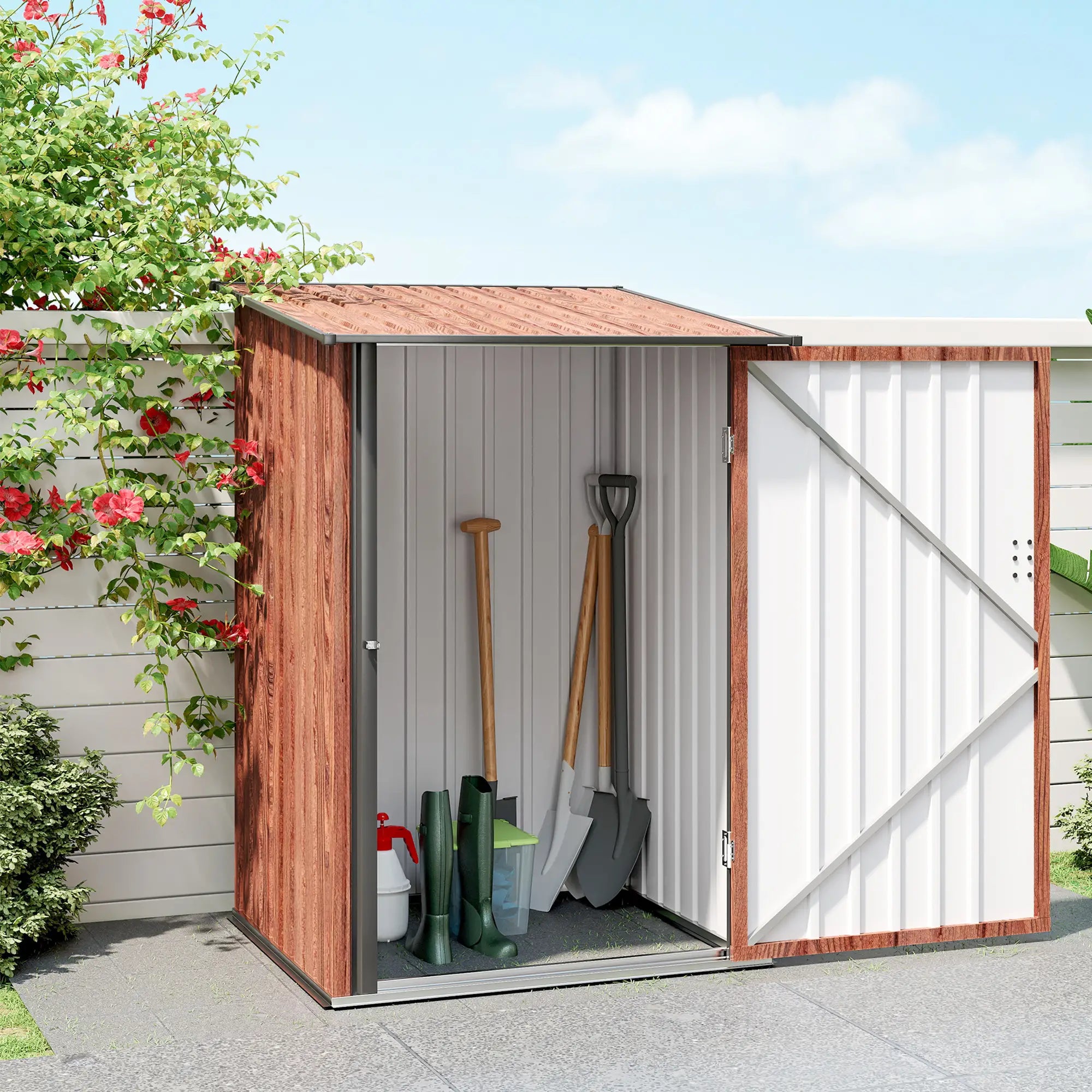 3.3' x 3.4' Lean-To Garden Storage Shed, Galvanized Steel Tool House, Teak Sheds at Gallery Canada