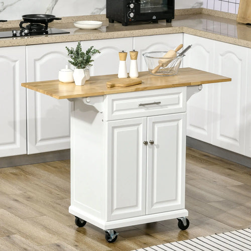 Kitchen Island Cart, Wheels, Extended Counter, Drawer, Towel Racks