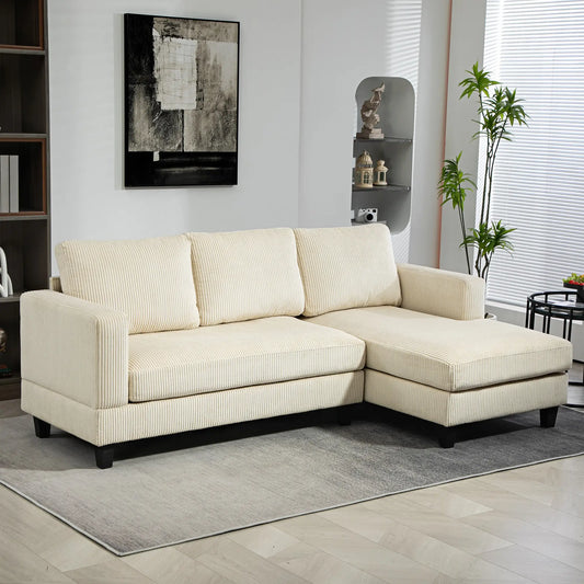 L Shaped Sofa with Chaise Lounge, Spring Cushion, Beige Sofas & Reclining Chairs Beige at Gallery Canada
