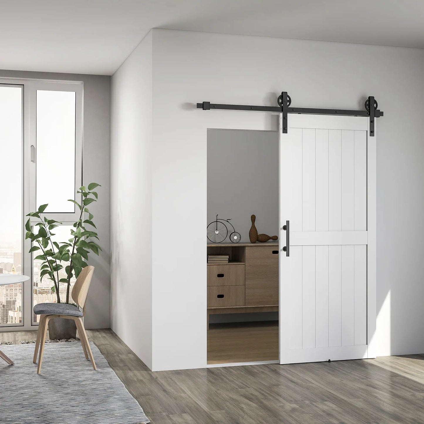 36inx84in Barn Door, 6FT Sliding Hardware Kit, White Door Hardware at Gallery Canada