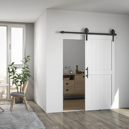 36inx84in Barn Door, 6FT Sliding Hardware Kit, White Door Hardware White, Black at Gallery Canada