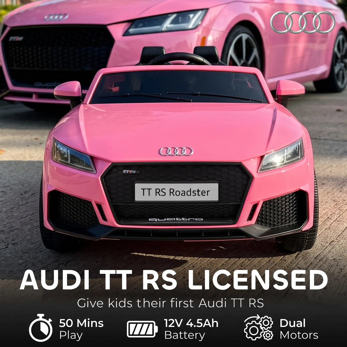 Voiture électrique pour enfants 12V, Audi TT RS avec télécommande, Rose