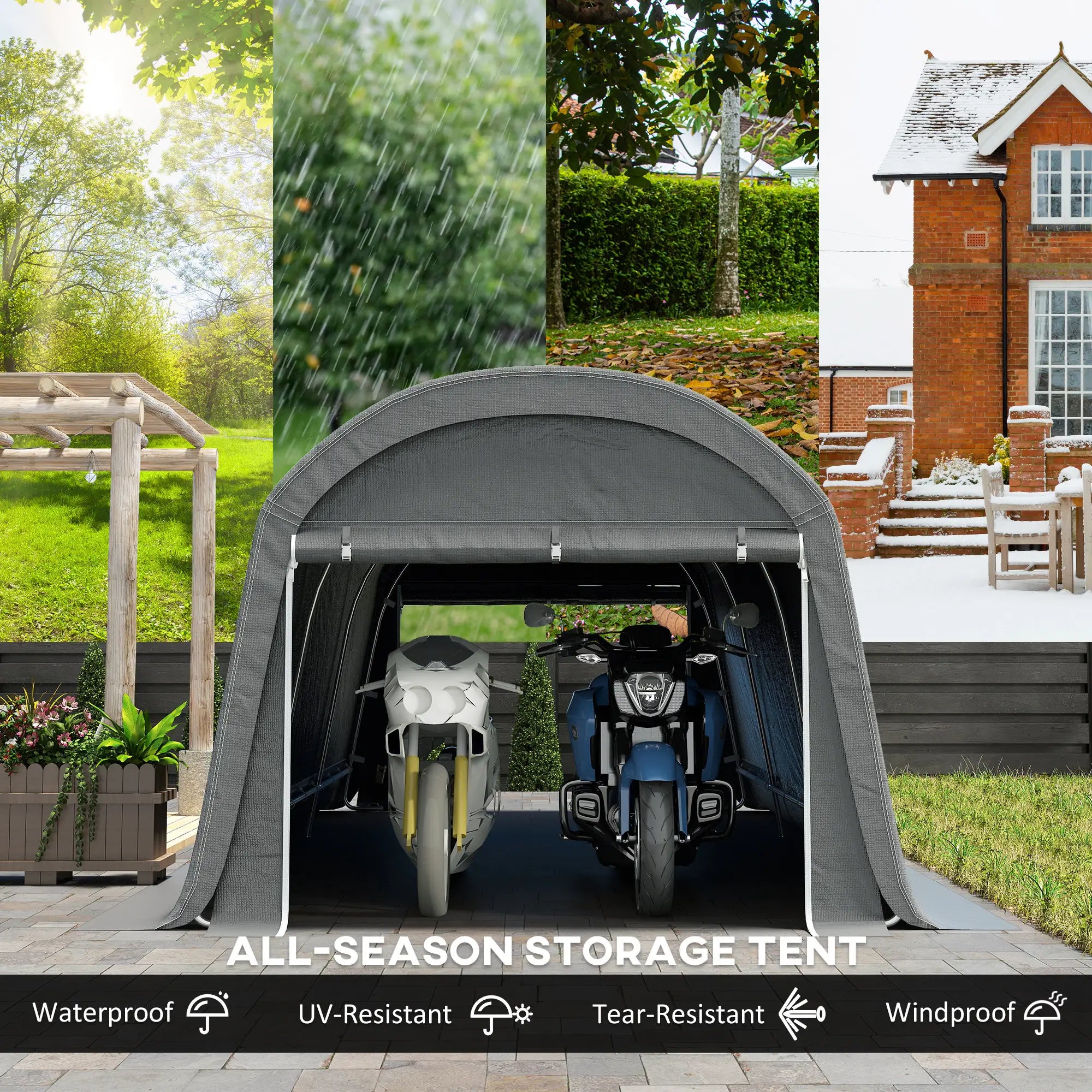 10' x 20' Portable Shed, Motorcycle Bike Tent, Dark Grey Car Shelters at Gallery Canada
