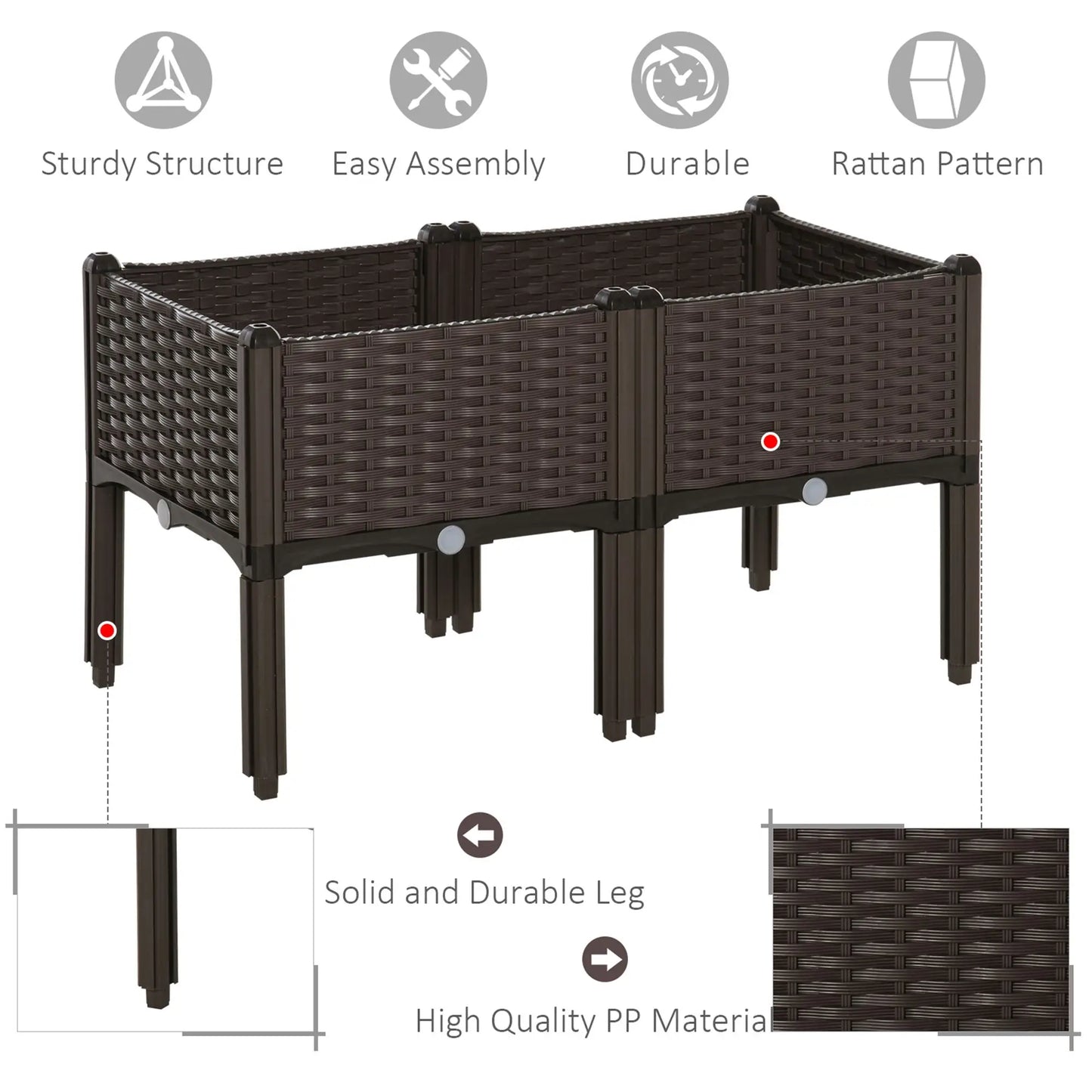 2-Piece Raised Garden Bed, PP Flower Bed, Stackable Vegetable Herb Grow Box Raised Garden Beds at Gallery Canada