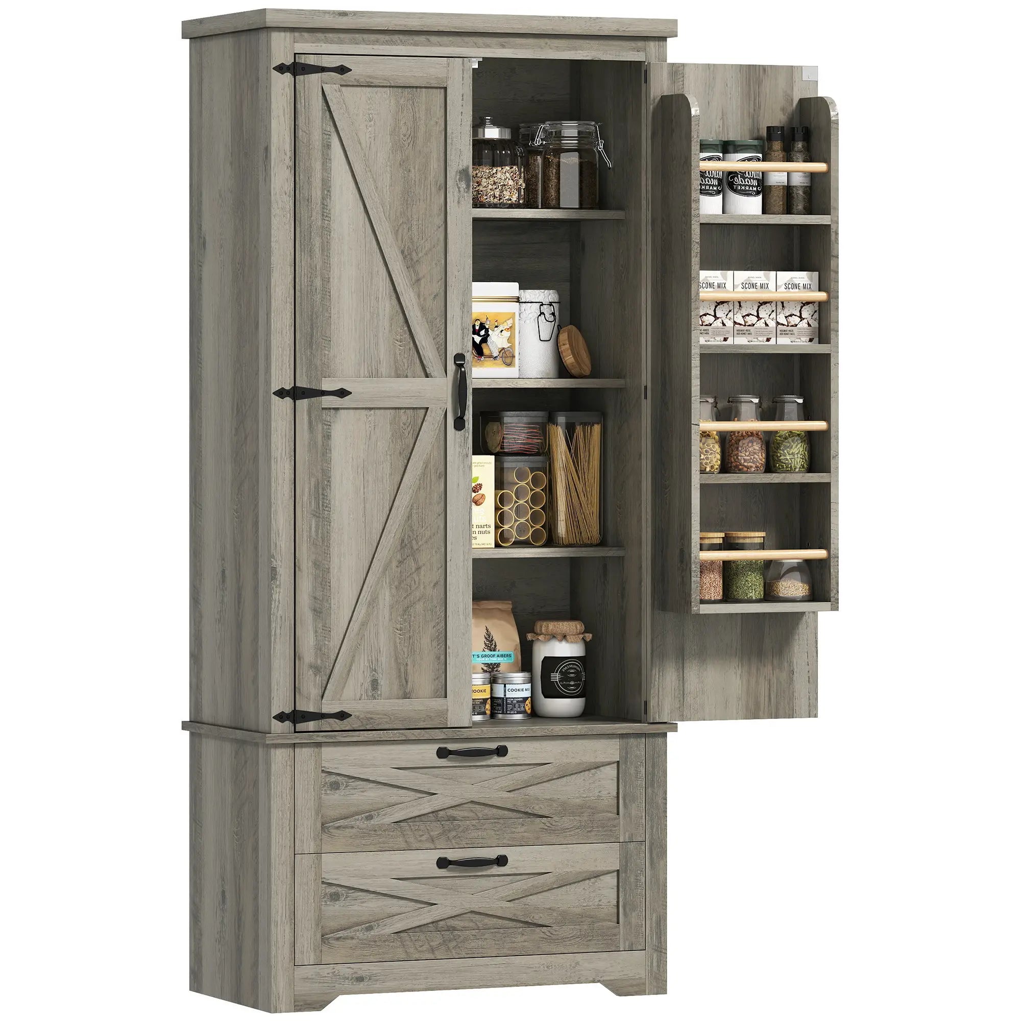 Farmhouse Kitchen Pantry Cabinet, 64