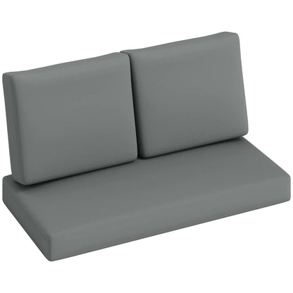 Coussins de siège extérieur épais de 5" pour 2 personnes, dossier de 7", gris clair