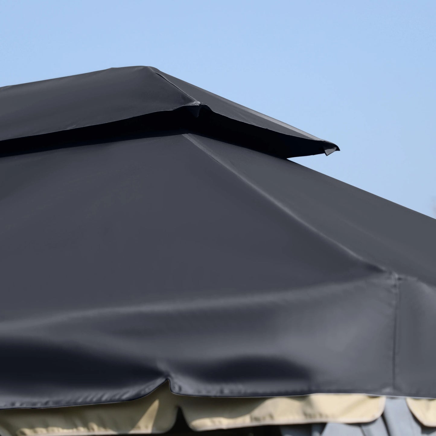 13' x 10' Outdoor Gazebo, 2-Tier Polyester Roof, Vented Mesh, Black Gazebos at Gallery Canada