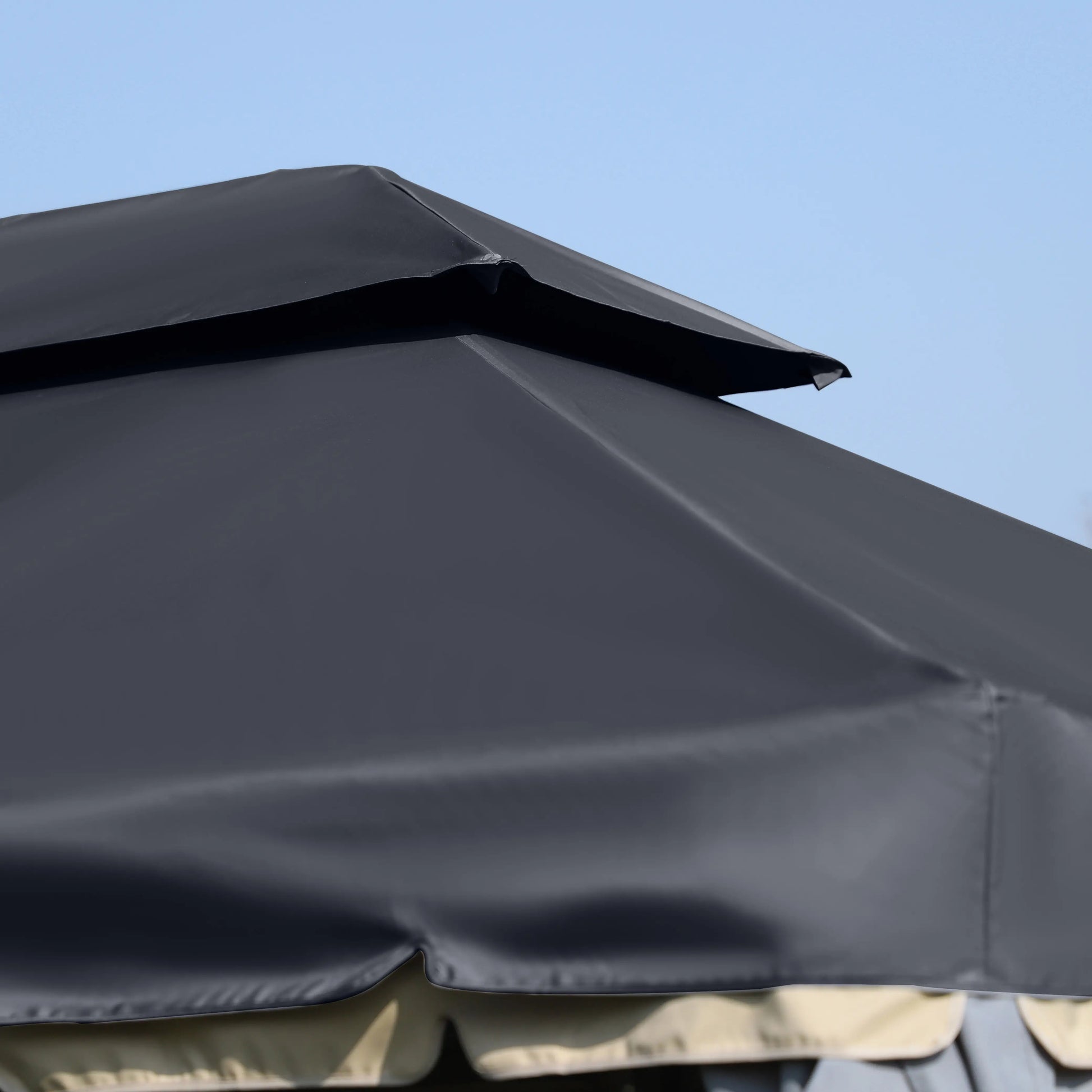 13' x 10' Outdoor Gazebo, 2-Tier Polyester Roof, Vented Mesh, Black Gazebos at Gallery Canada