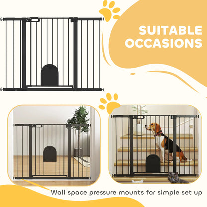 30"-52" Extra Wide Pet Gate, 35"H, Small Door, Black Houses, Kennels & Pens at Gallery Canada