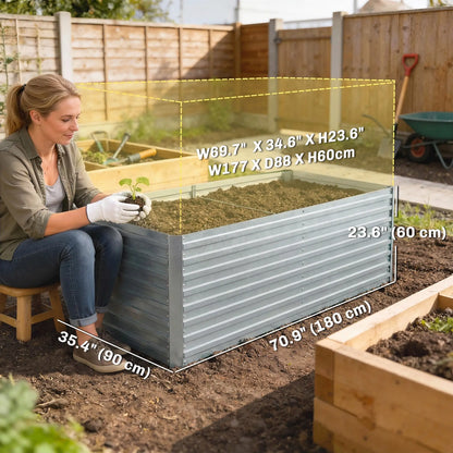 Galvanised Raised Garden Bed Set, 6 x 3 x 2 ft, Silver Galvanized Planter Boxes at Gallery Canada