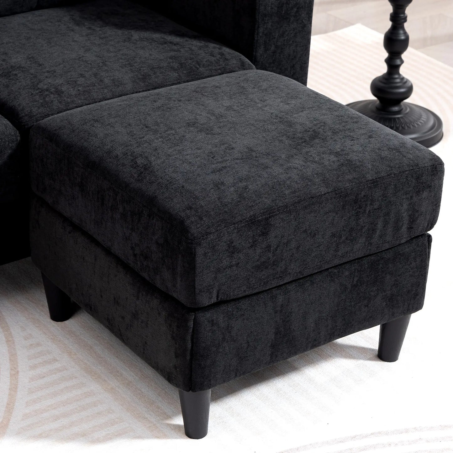 L-Shaped Sectional Sofa, Wooden Legs, Changeable Chaise, Black 3-Seater Sofas at Gallery Canada