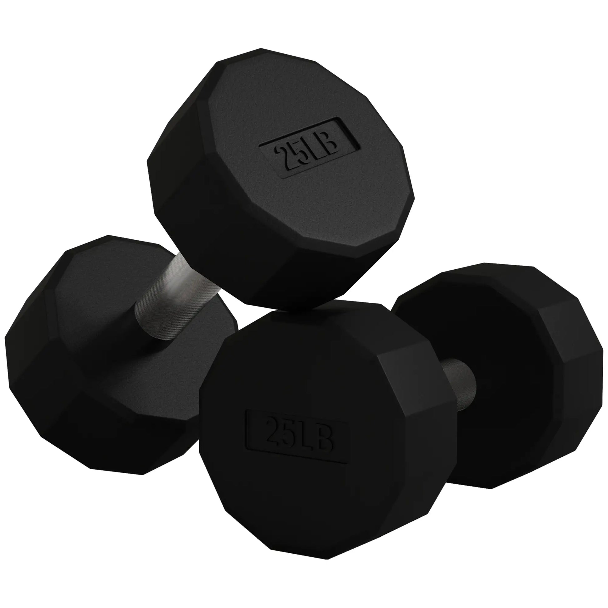 2 x 25lbs Dumbbells Set, Non-Slip Grip, Rubber Covered Weights Dumbbells & Barbells Black at Gallery Canada