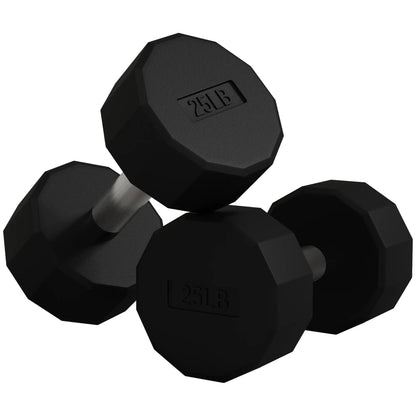 2 x 25lbs Dumbbells Set, Non-Slip Grip, Rubber Covered Weights Dumbbells & Barbells Black at Gallery Canada
