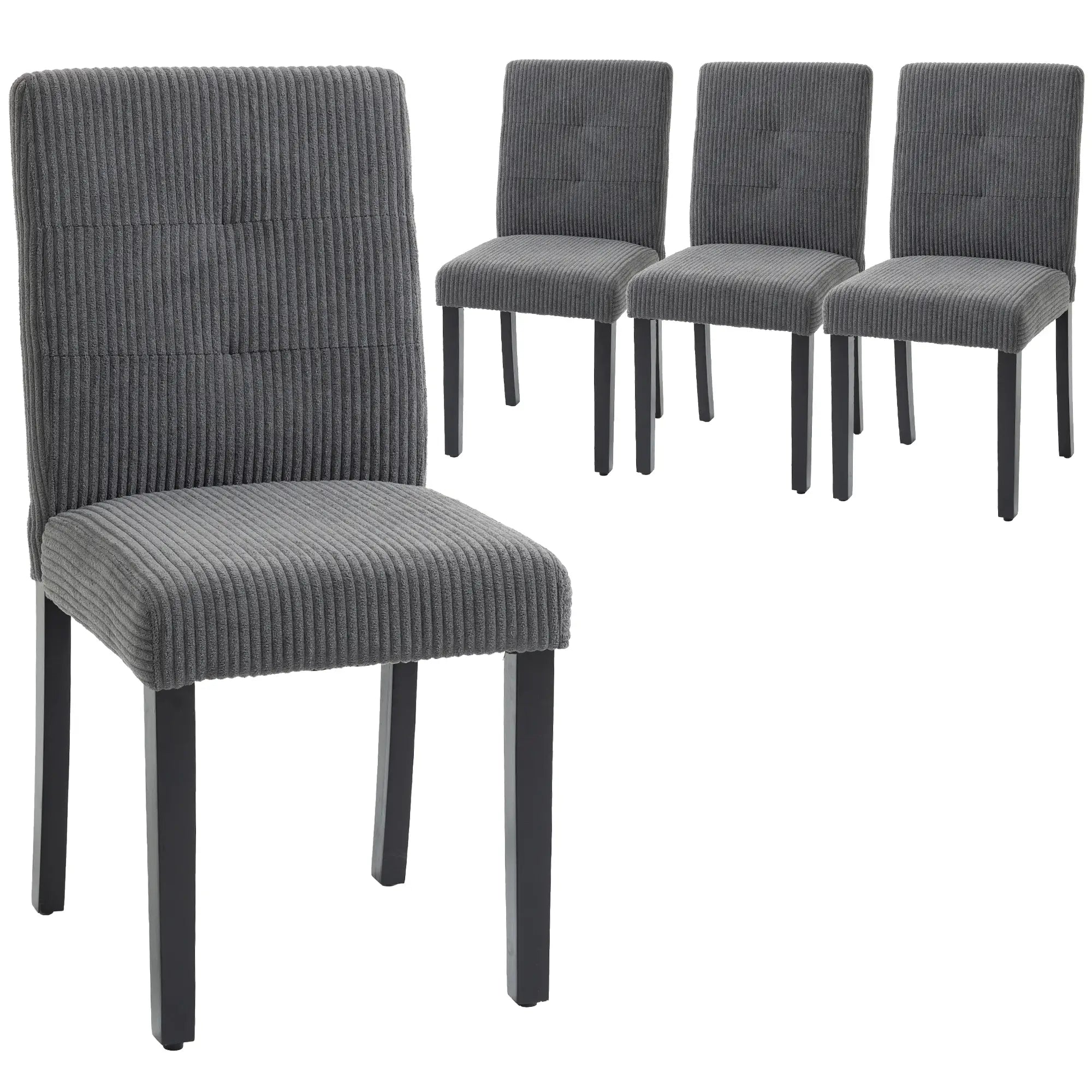 Modern Dining Chairs Set of 4, Rubberwood Legs, Padded Seat, Dark Grey