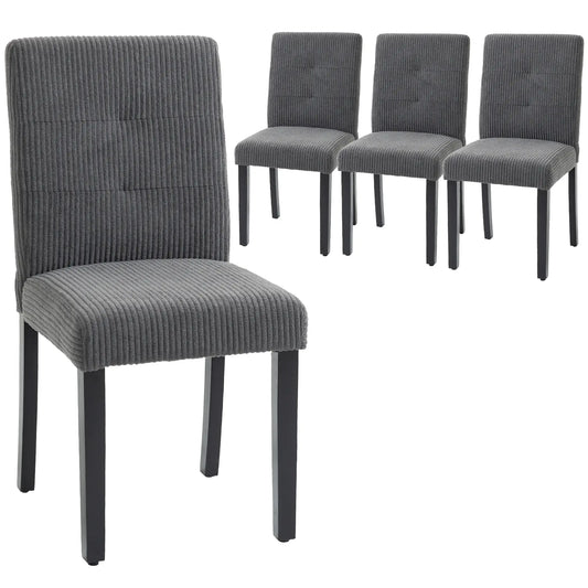Modern Dining Chairs Set of 4, Rubberwood Legs, Padded Seat, Dark Grey