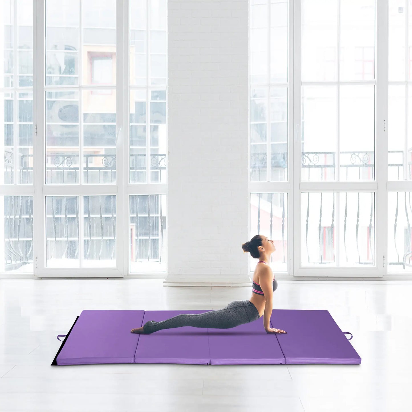 4'x8'x2" Folding Tumbling Mat, Exercise Mat for Yoga, MMA, Purple Gymnastics Mats at Gallery Canada